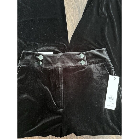 Calvin Klein Women's Trendy Velvet High-Rise Wide-Leg Pants Trouser Black 8 - Picture 8 of 9